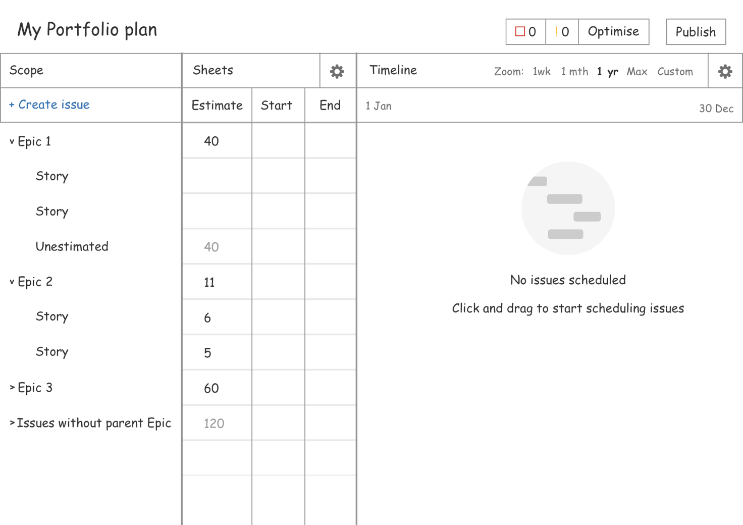 Early wireframe of roadmap page